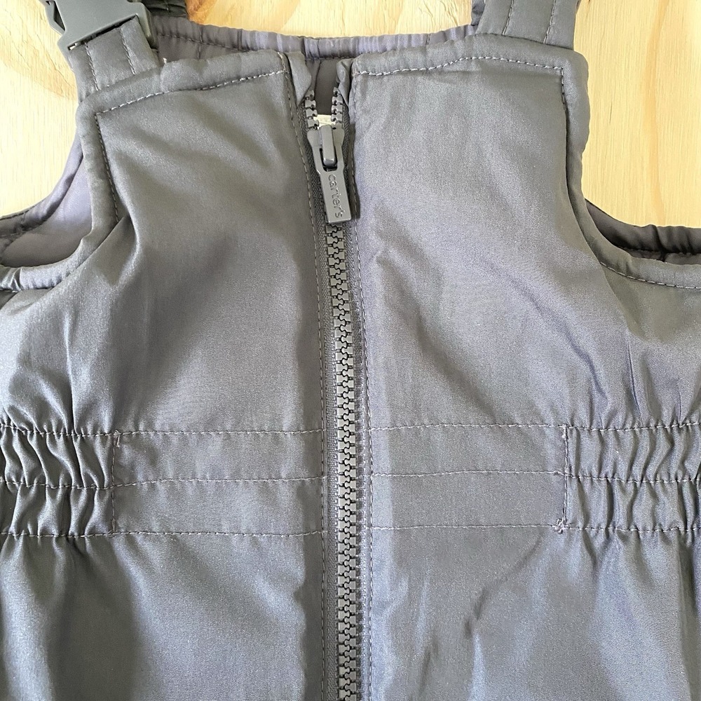 Carter's Bib Snow Pants Toddler Baby Zip Overalls Size 2T Gray - Picture 3 of 4